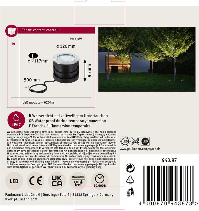 Immagine prodotto Paulmann Pavimento (620 lm, IP67)