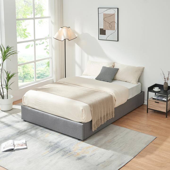 En.Casa Polsterbett Nola 140x200 cm Leinen Grau (140 x 200)