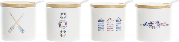 Produktbild DKD Home Decor Zuckerdose Matrose Weiss Bunt Bambus Dolomite 4 Stücke 7,5 x 7,5 x 7,5 cm
