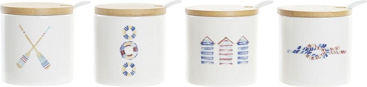 Produktbild DKD Home Decor Zuckerdose Matrose Weiss Bunt Bambus Dolomite 4 Stücke 7,5 x 7,5 x 7,5 cm