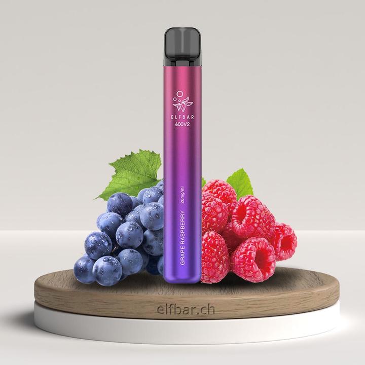 Immagine prodotto Elfbar V2 Lampone d'uva (600) (Grappolo d'uva, Lampone)