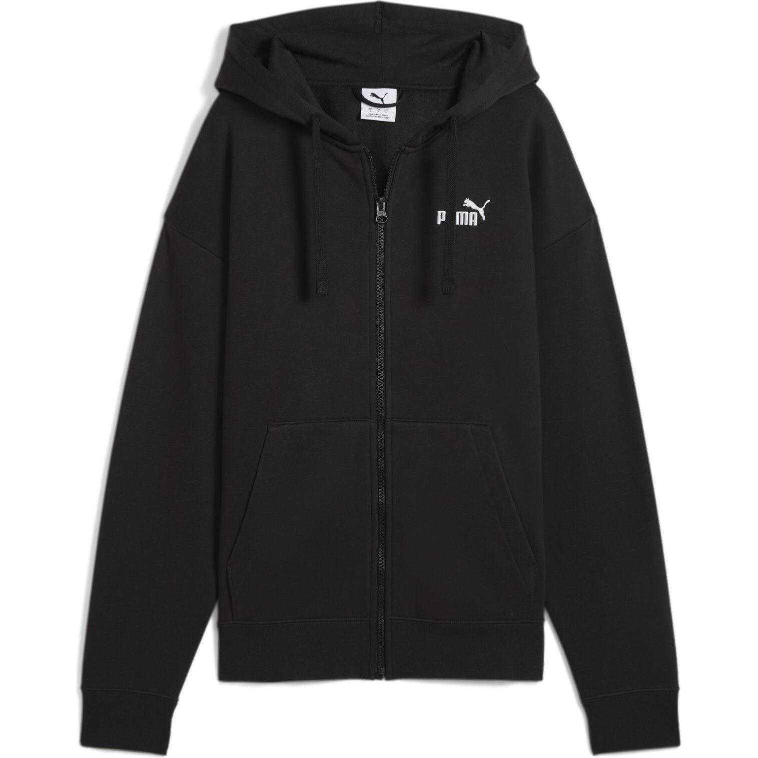 Puma, Damen, Pullover, ESS Small No. 1 Logo Comfort Full-Zip Hoodie FL, Schwarz, (XL)