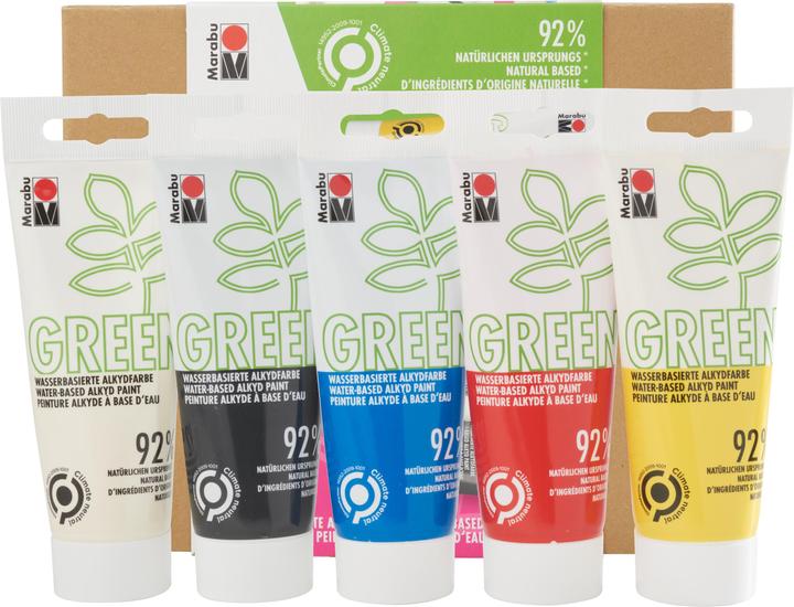 Actual product image Marabu Craft Paint Alkyd Paint Green Set Basic, 5 x 100 ml (500 ml)