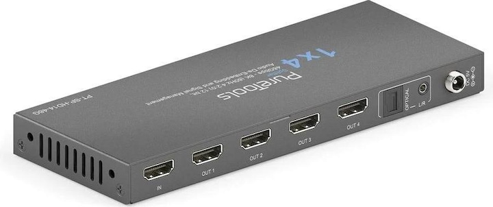 Image du produit Purelink PureTools - 1x4 HDMI2.1 Splitter - 48Gbps - 8K (60Hz 4:2:0) 12 bit, Audio De-Embedding and Signal M