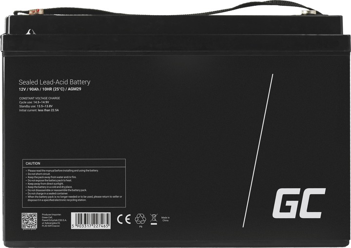 Actual product image GreenCell Accumulator AGM 12V 90Ah - 90.000 mAh (12 V, 90 Ah)