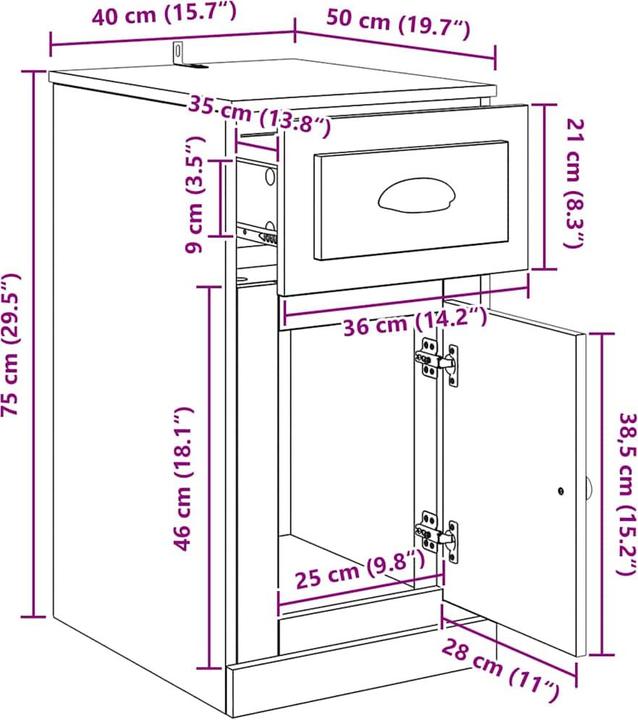 Image du produit vidaXL Beistellschrank (40 x 50 x 75 cm)
