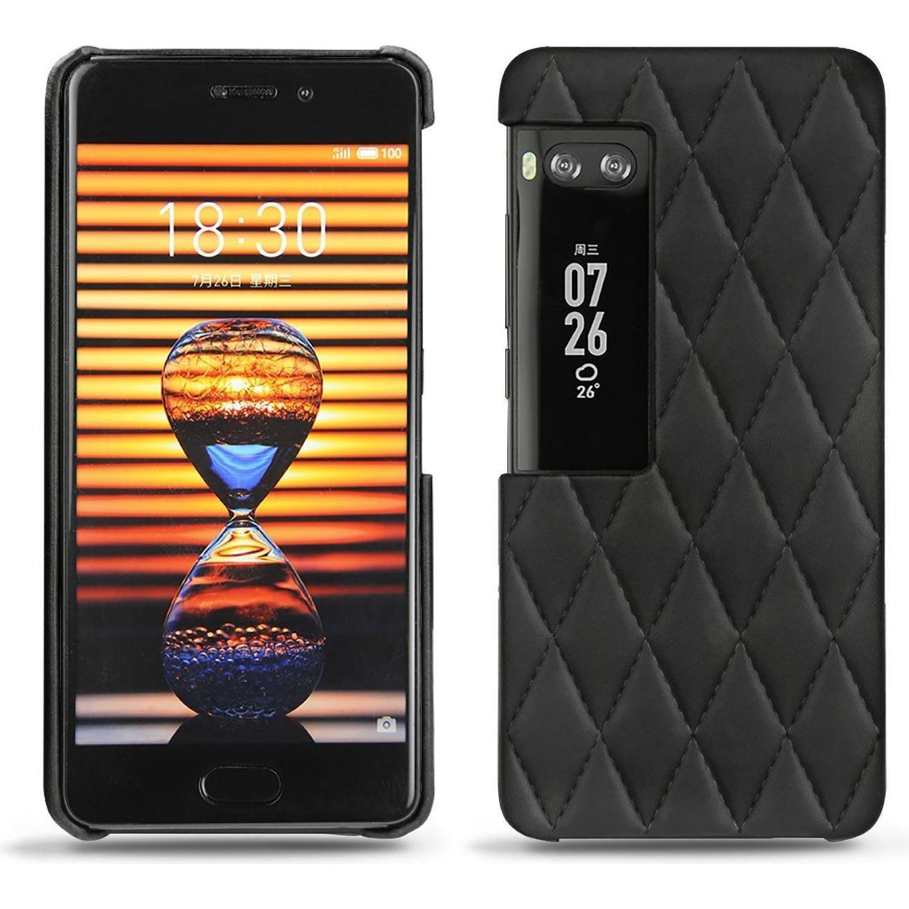 Noreve Lederschutzhülle (Meizu Pro 7 Plus), Smartphone Hülle, Schwarz