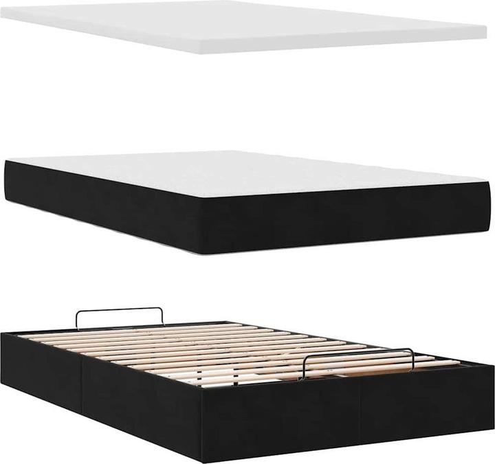 Actual product image VidaXL Ottoman bed with mattresses black 120x200 cm velvet bed frame (120 x 200 cm)