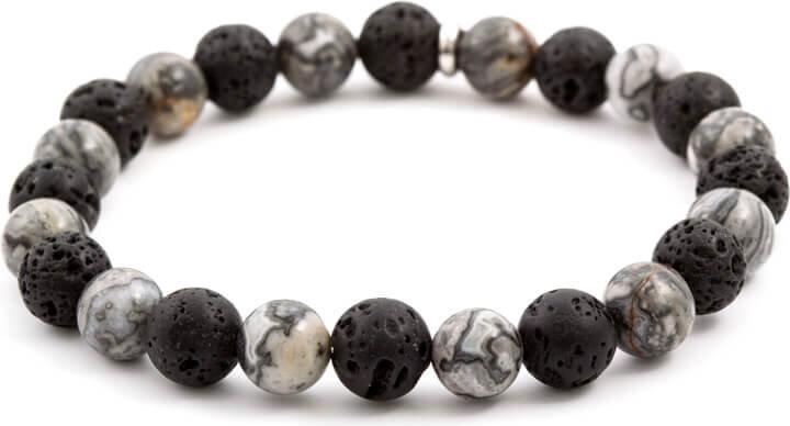 Produktbild Beneto Beaded bracelet made of lava stone and jasper MINK59 - Length: 19 cm (L) (19 cm, Lava Stein, Jasper)