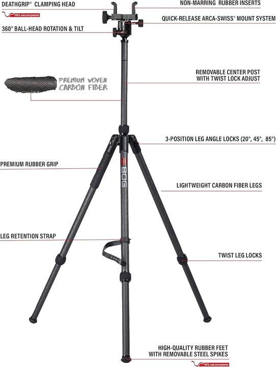Actual product image BOG Shooting Tripod Deathgrip Sherpa Carbon Fiber Arca Swiss Rail Black (Carbon)