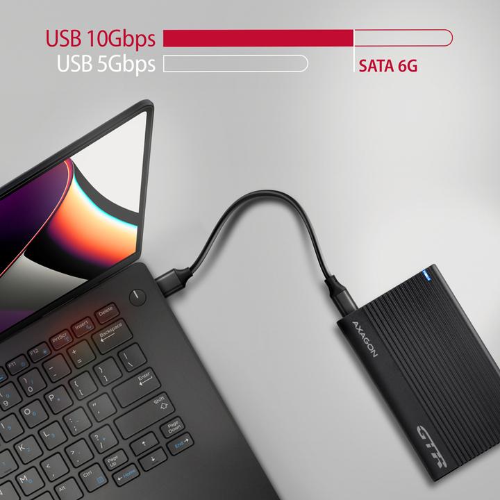 Productafbeelding Axagon EE25-GTR USB-C 3.2 Gen 2 - SATA 6G, 2,5" behuizing voor externe harde schijf, gegolfd - zwart (2.5")