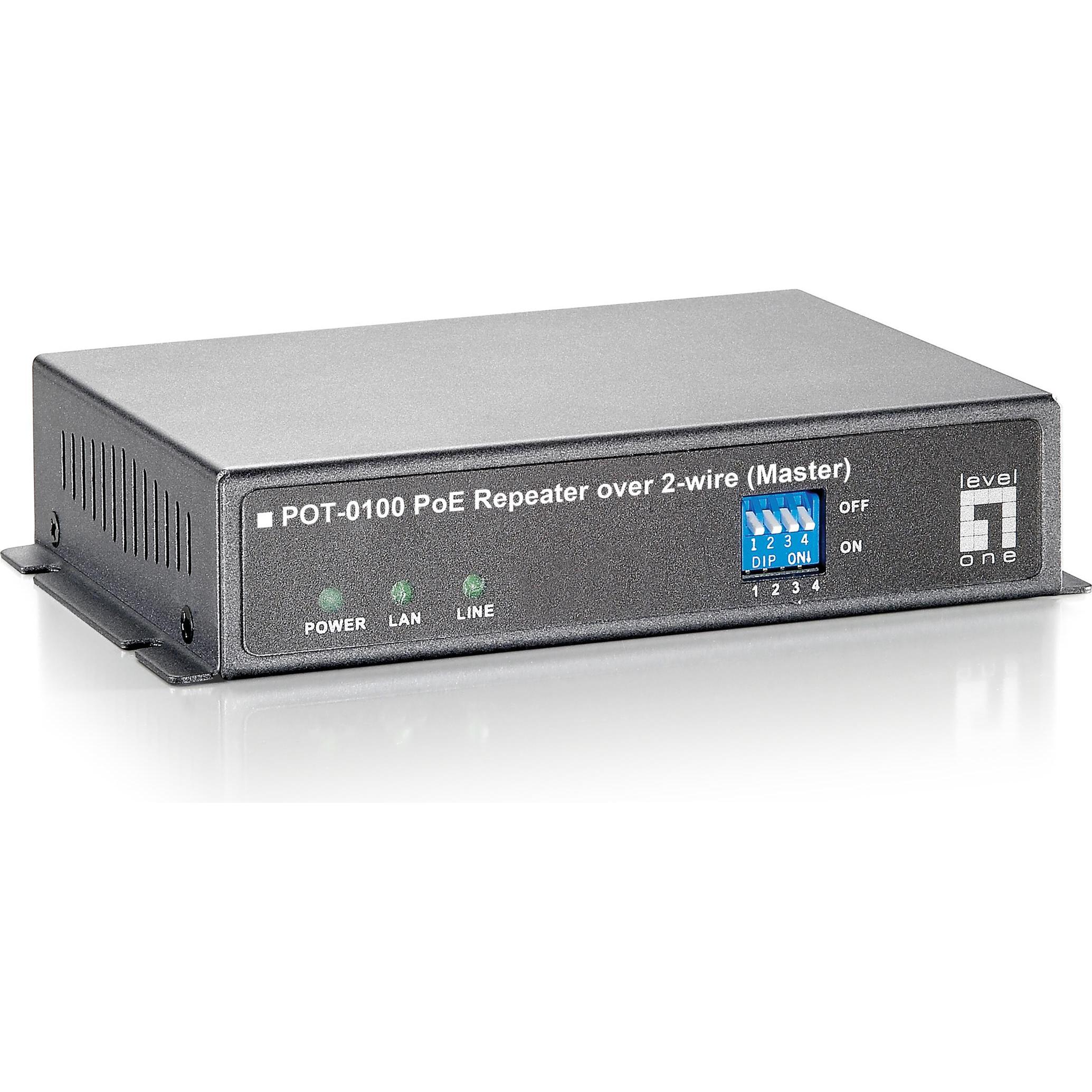 LevelOne POT-0100 Power over Ethernet PoE Repater Master over 2-Wire RJ-11 (802.3af (PoE)), PoE Injector