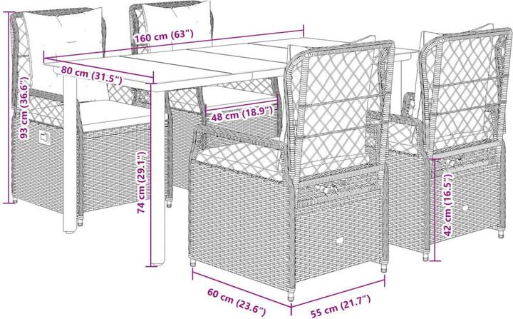 Produktbild vidaXL Garten Essgruppe (160 x 80 x 74 cm)