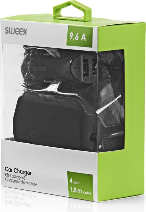 Produktbild Sweex Auto-Ladegerät 4-Ausgänge 9.6 A USB Schwarz