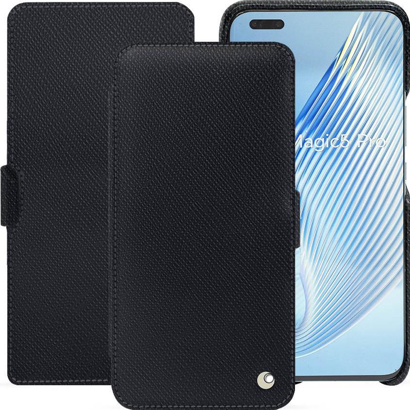 Noreve Lederschutzhülle horizontal (Honor Magic5 Pro), Smartphone Hülle, Schwarz