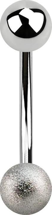 Image du produit Star Piercing Micro banane argentée avec boule mouchetée (sans laiton, Acier chirurgical 316L)