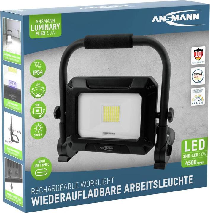 Actual product image Ansmann Work spotlight FL50W-R rechargeable 50 W (4500 lm)