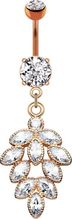 Produktbild Star Piercing Banane rosegold mit zwei Kugeln Kristall silber Anhänger Kristall Traube (Messing, Chirurgenstahl 316L)