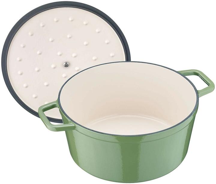 Actual product image Berndes Cocotte casserole B.IRON cast iron round 26 cm 5 litres sage green INDUCTION (Casserole + Stewpot, Cast iron, 19.50 x 12.30 cm)