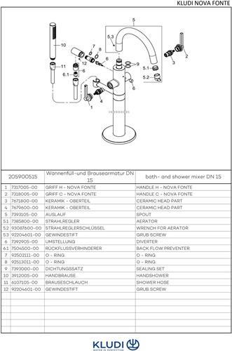 Productafbeelding Kludi WF u Br-arm NOVA FONTE PURISTIC freistehend, DN 15 chrom