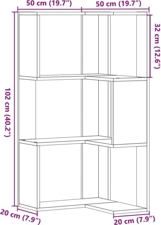 Produktbild VidaXL Eck-Bücherregal (50 x 50 x 102 cm)