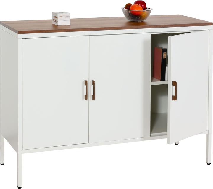 Image du produit Mendler Commode HWC-L84, 3 portes métal 90x120x40cm, mélaminé - blanc (90x120x40 cm)