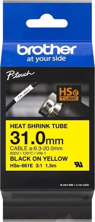 Brother Heat-Shrink-Tube schwarz/gelb (3.10 cm, Gelb)