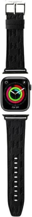 Karl Lagerfeld Pasek KLAWMSAKLHPK Apple Watch 38/40/41mm czarny/black strap Saffiano Monogram (38 mm, 40 mm, 41 mm, Faux leather, Steel)