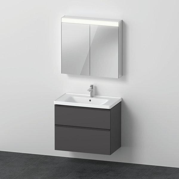Duravit, Badmöbelset, D-Neo Möbel-Set, Möbelwaschtisch mit Waschtischunterschrank wandhängend und LED Spiegelschrank, 8