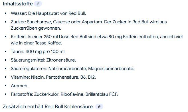 Nährwerte und Zutaten Red Bull Energy Drink Sugarfree (24 x 25 cl)