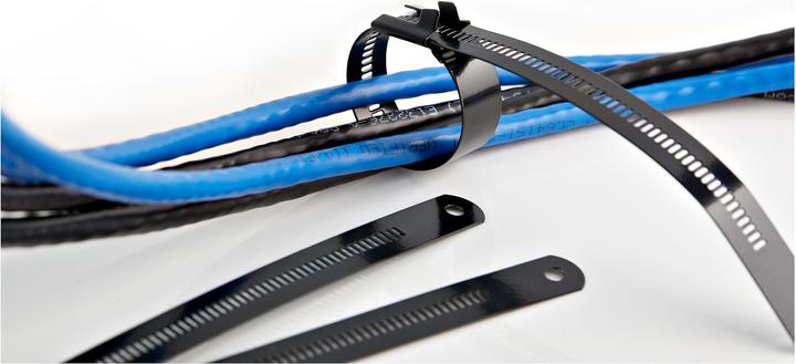 Produktbild StarTech .com 22,90cm (9")(22cm) Metal Cable Ties, 1/4"(7mm) wide, 2-1/4"(55mm) Bundle Dia. 100lb(45kg) Tensi (Metallkabelbinder, 225 mm, 50 Stk.)