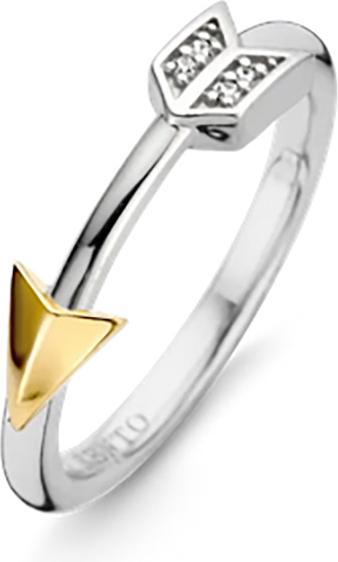 Immagine prodotto Ti Sento Milano Anello freccia con zirconi bicolore placcato oro 12198ZY (56, 925 Argento)