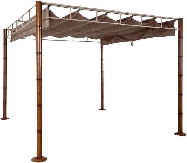 Immagine prodotto Mendler Pergola HWC-L42, robusta struttura in metallo da 7 cm 3x3 m in stile bambù, marrone tortora (290 cm, 290 cm)