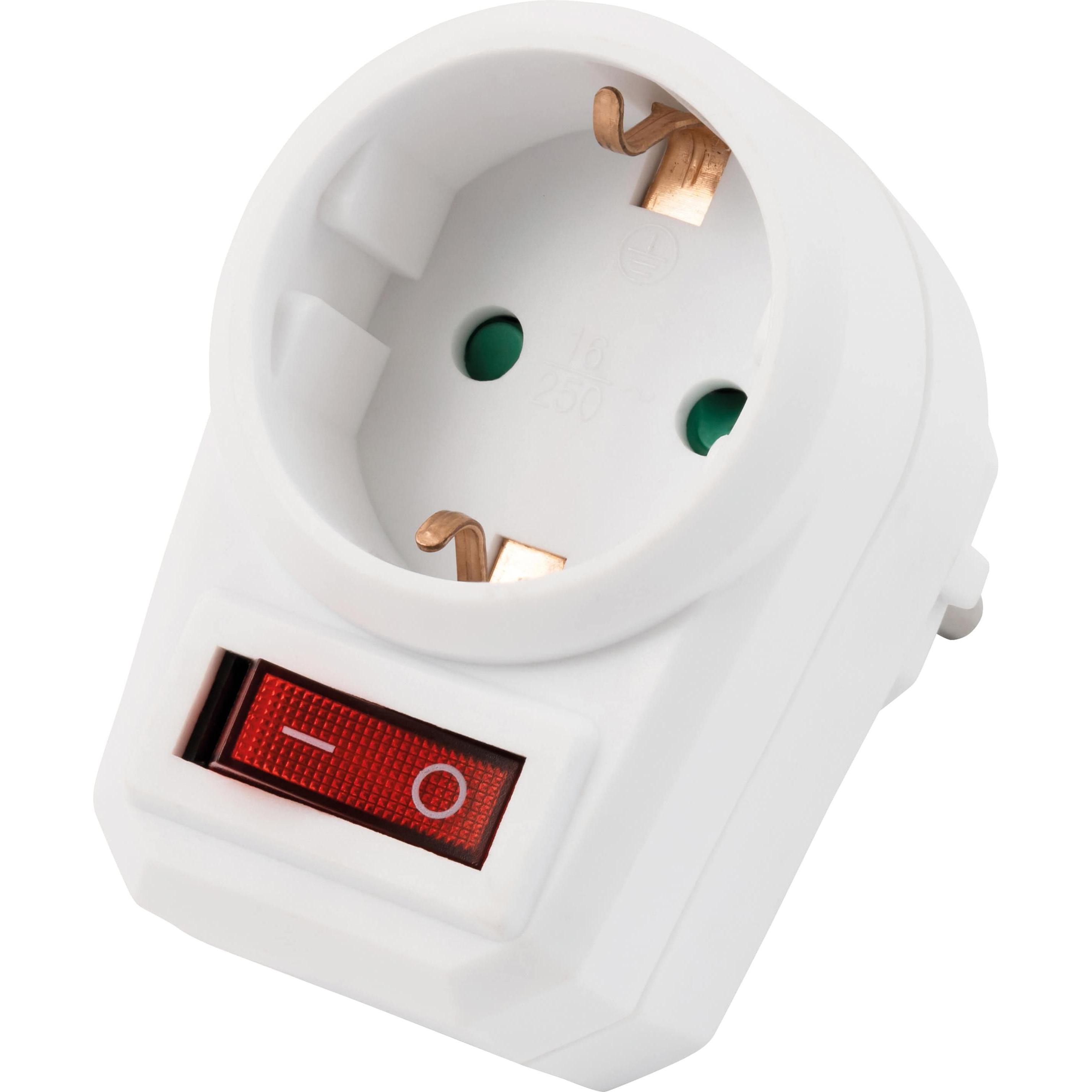 MCP, Stromadapter, MCPOWER Steckdosenadapter mit Schalter, weiss