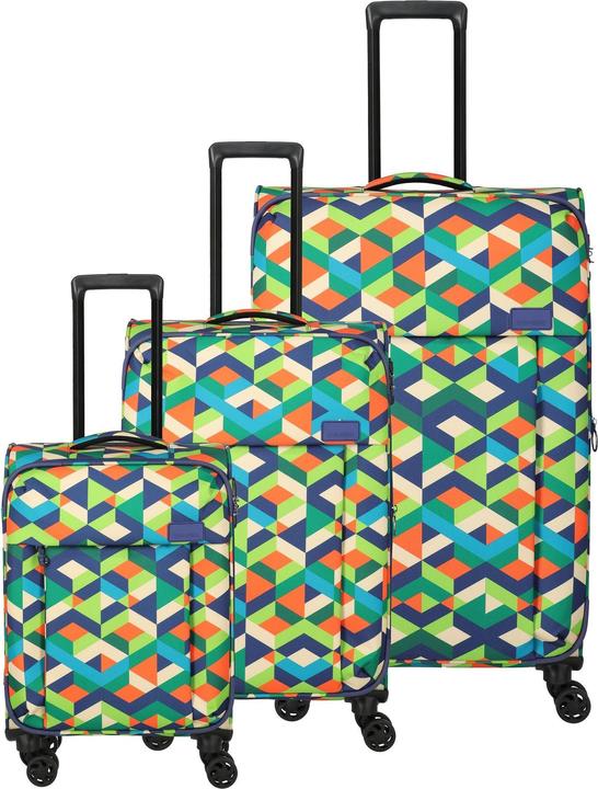 Actual product image Travelite Campus 4-wheel suitcase set, 3-piece with stretch fold (185 l)