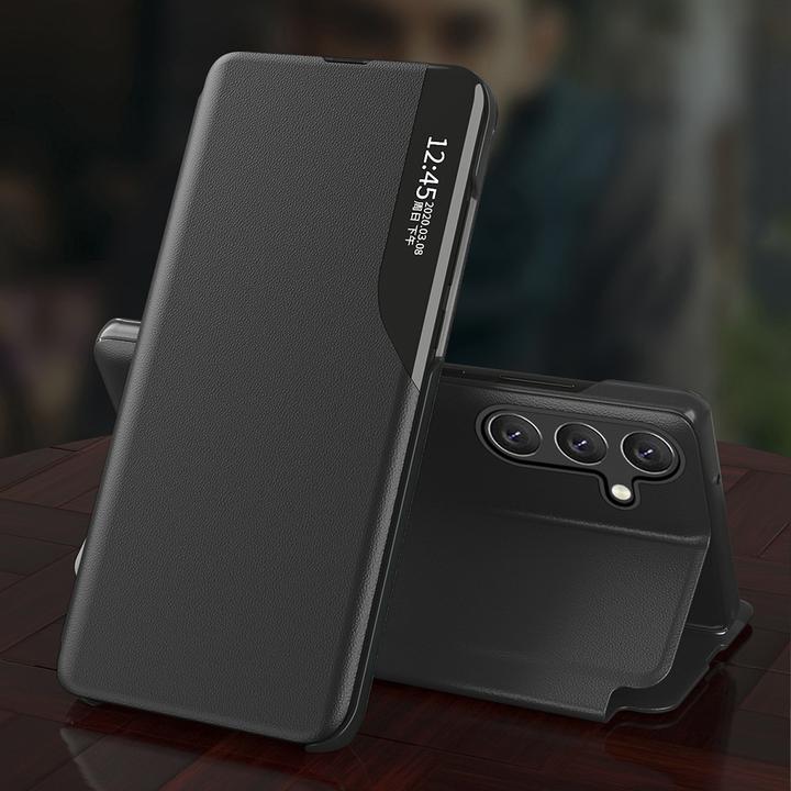 Image du produit Hurtel Eco Leather View Case Hülle für Samsung Galaxy S25 mit Klappständer - Schwarz (Samsung Galaxy S25)