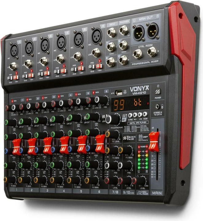 Actual product image Vonyx VM-KG10 - 10-kanaals mengpaneel Bluetooth, DSP, mp3 speler en USB audio interface (Studio- and Livemixer)