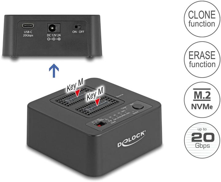 Image du produit Delock Station d'accueil M.2 pour 2 x M.2 NVMe PCIe