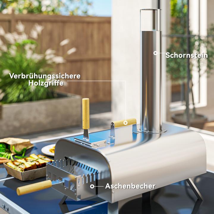Produktbild Outsunny Pizzaofen Edelstahl Silber (Pizzaofen Holz)