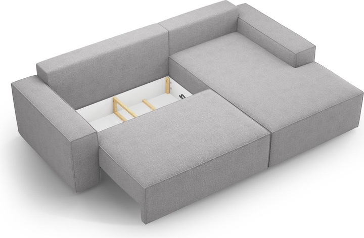 Actual product image Micadoni Bouclé Right Corner Sofa With Bed Function And Box, "Jodie", 3 Seats, 246x151x86 Made in Europe (Corner sofa)