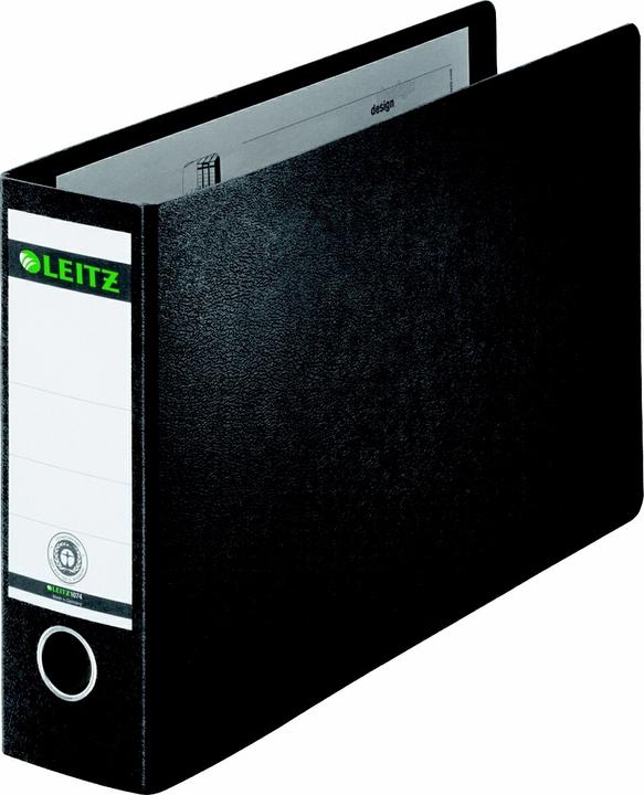 Leitz Hardboard folder, 180 degree, DIN A4 landscape, 77 mm,black Hardboard cover, with glued on (A4, 77 mm, 1 Piece)
