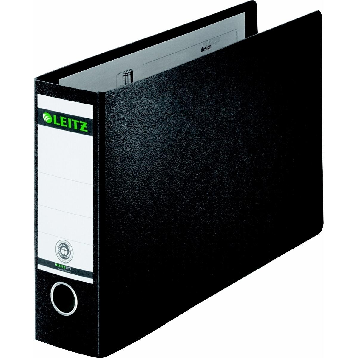 Leitz, Ordner, Hartpappe-Ordner, 180 Grad, DIN A4 quer, 77 mm,schwarz Einband aus Hartpappe, mit aufgeklebtem (A4, 77 mm...