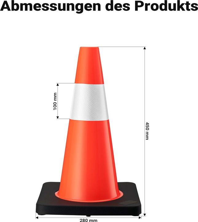 Produktbild Wiltec Verkehrskegel 45cm 2St. Leitkegel Pylon Warnhütchen Warnkegel PVC Gummi