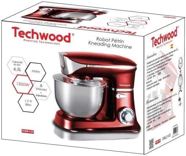 Image du produit Techwood Küchenmaschine 6.5 L Kapazität 1300W, rot (1300 W, 6.50 l)