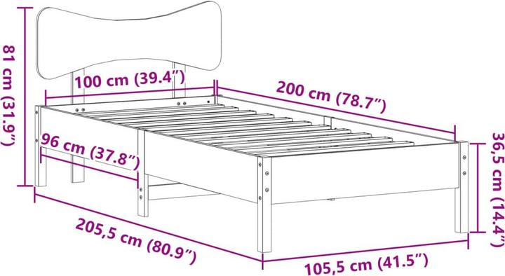 Produktbild vidaXL Bettgestell (100 x 200 cm)