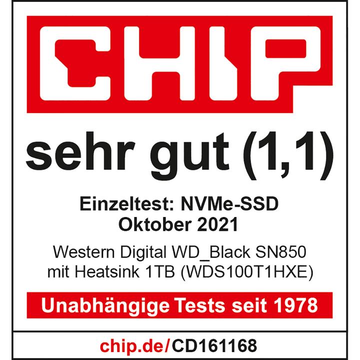 Produktbild WD Black SN850 NVMe 2TB Heatsink (2000 GB, M.2 2280)