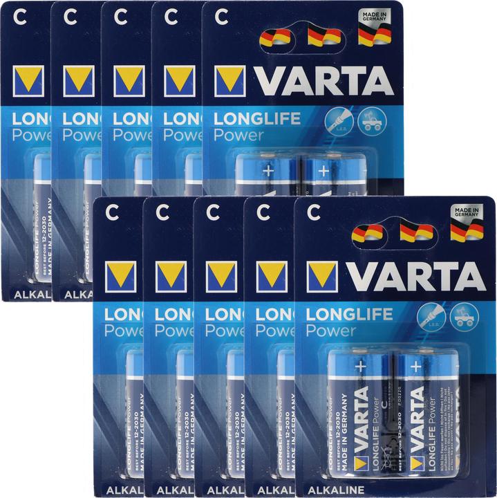 Produktbild Varta Longlife Power (ehem. High Energy) Baby C Batterie 4914 10x 2er Blister (20 Stk., C, 7800 mAh)