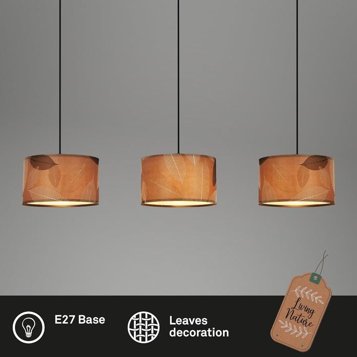 Image du produit Briloner Suspension, noir / naturel, excl.3x E27/max. 10W (E27)