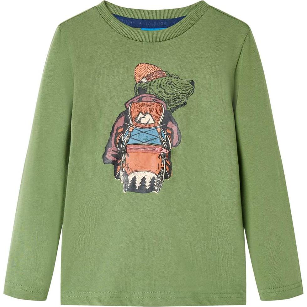 VidaXL, Jungen, Shirt, Kinder-Langarmshirt Helles Khaki 104,Material: 100, Grün, (104)