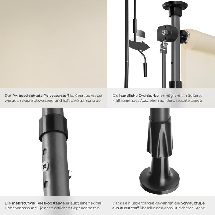 Produktbild tectake Klemmmarkise Taija mit Handkurbel (1.28 m)